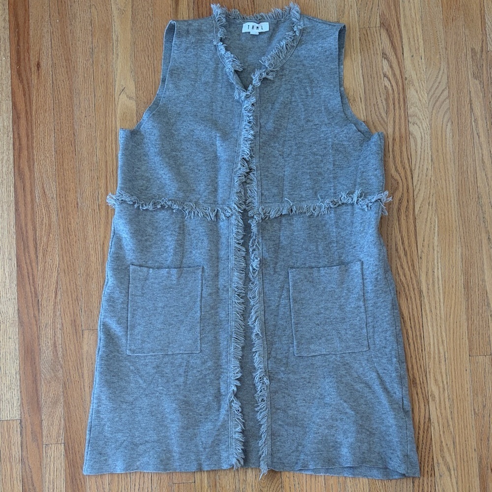 THML Heather Gray Fringe Detail Vest
